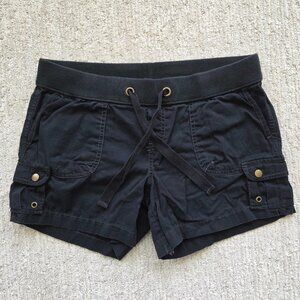Old Navy Low Rise Cargo Shorts Women’s Small Black Y2K Utility Drawstring READ